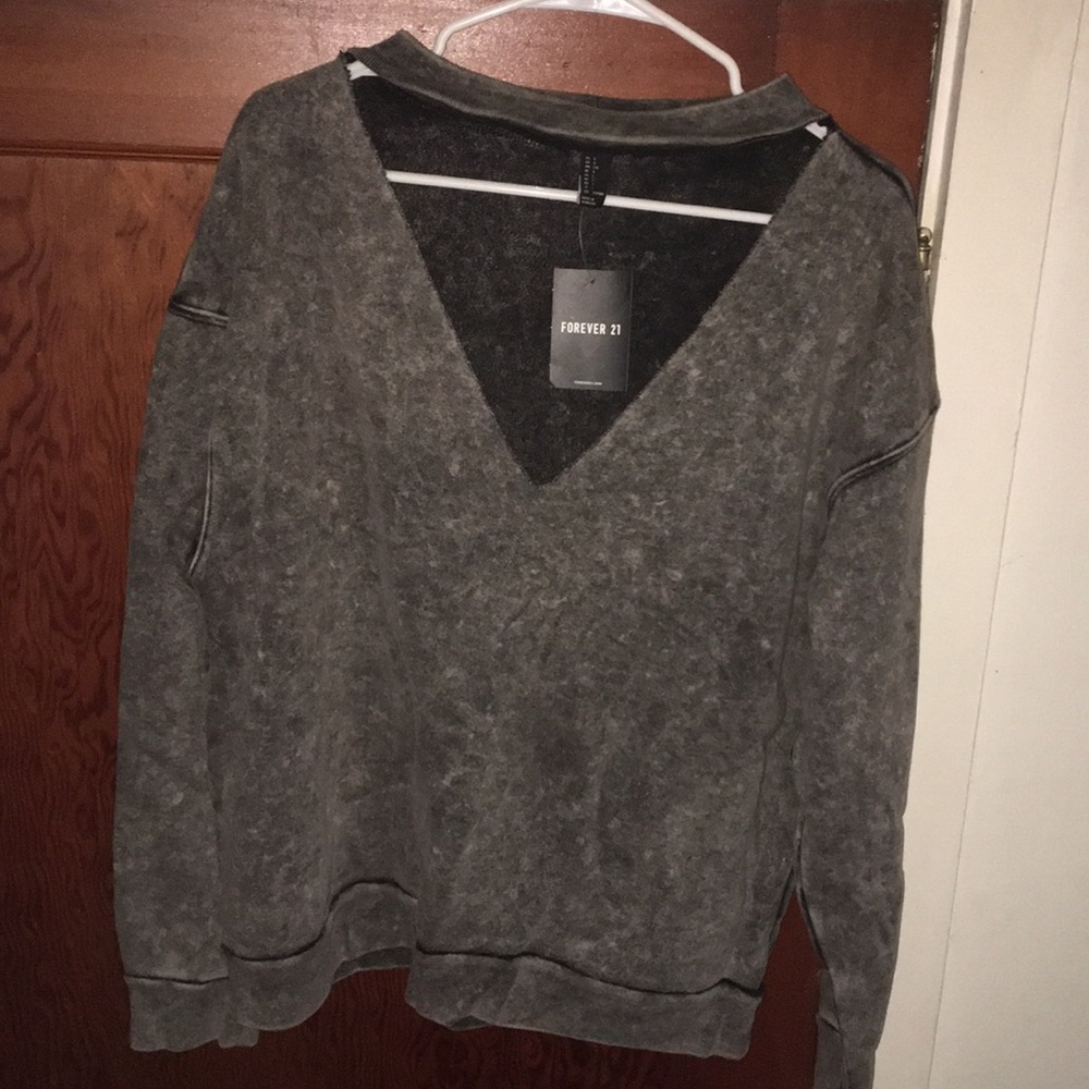 NWT Forever 21 Deep V-Cut Sweatshirt